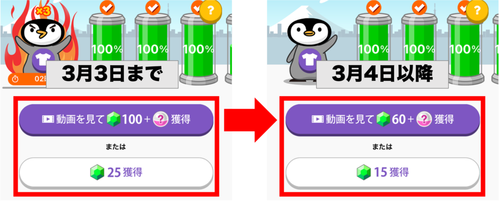 獲得マイル数変更